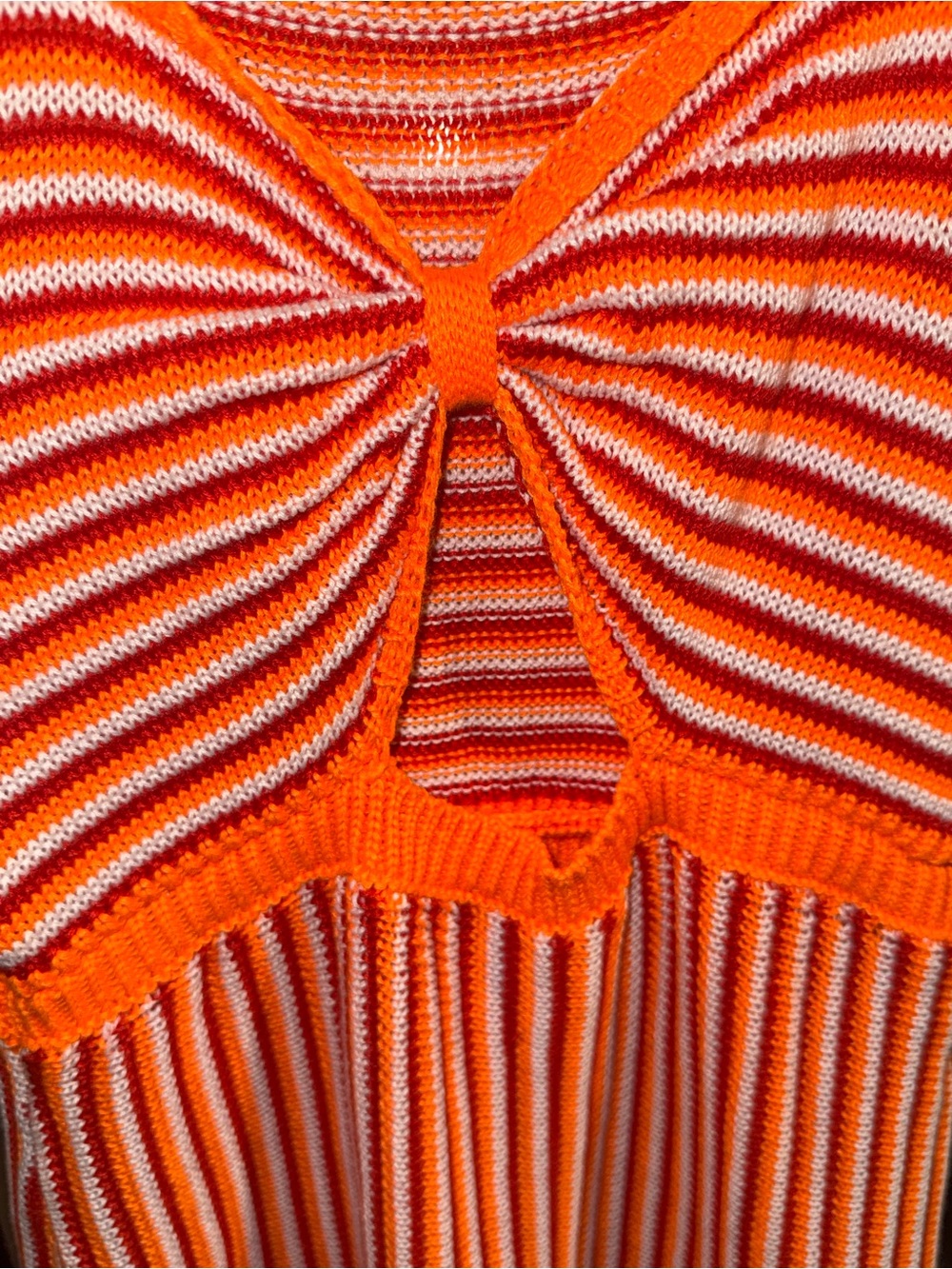 Orange Striped Cutout Knit Maxi Dress - Picture 7 of 8